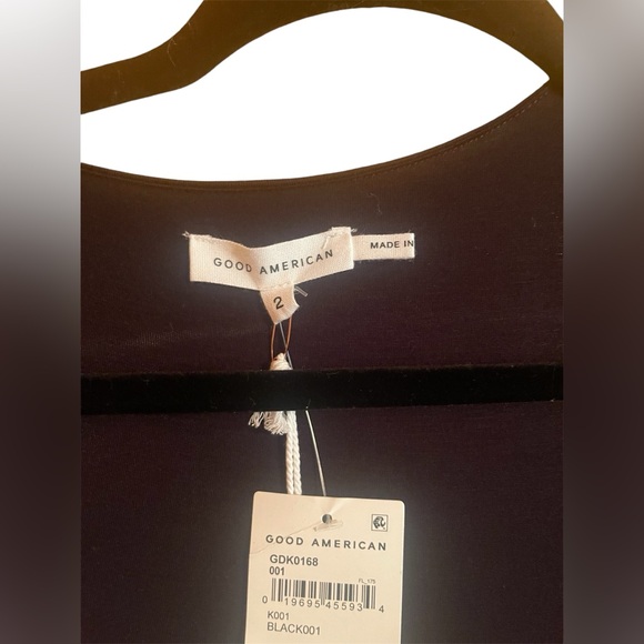 Good American Womens Maxi Dress Size 2 Ruched Square Neck Long Sleeve Black NWT - Picture 6 of 9